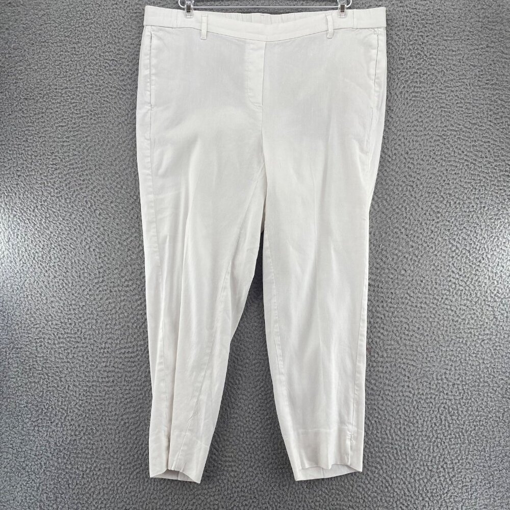 J Jill Pants Womens Extra Large Tall White Linen Blend Stretch Tapered Cropped